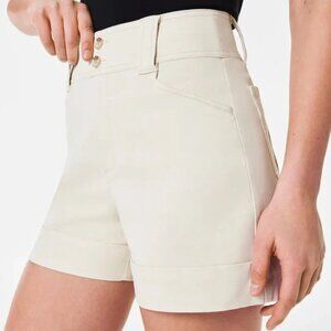 NWT Spanx Women's Plus Stretch Twill Trouser Shorts Eggshell  2X